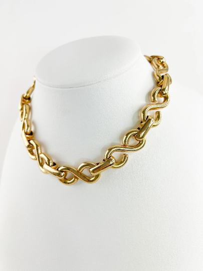 Vintage Christian Dior Necklace, Gold Tone Choker Necklace, Chain Necklace, Logo Necklace, Vintage Jewelry Gold, Christian Dior Germany 1972