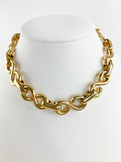 Vintage Christian Dior Necklace, Gold Tone Choker Necklace, Chain Necklace, Logo Necklace, Vintage Jewelry Gold, Christian Dior Germany 1972