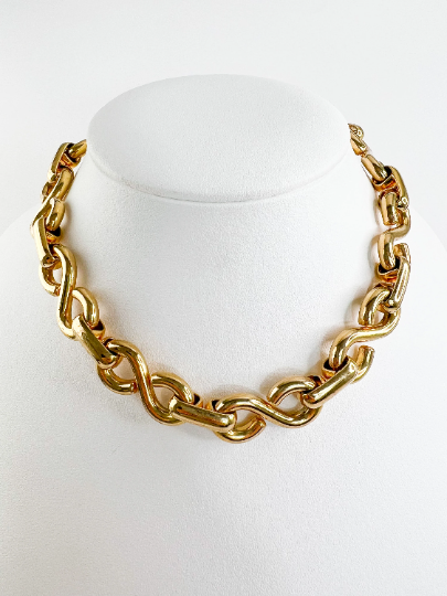 Vintage Christian Dior Necklace, Gold Tone Choker Necklace, Chain Necklace, Logo Necklace, Vintage Jewelry Gold, Christian Dior Germany 1972