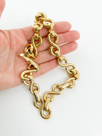 Vintage Christian Dior Necklace, Gold Tone Choker Necklace, Chain Necklace, Logo Necklace, Vintage Jewelry Gold, Christian Dior Germany 1972