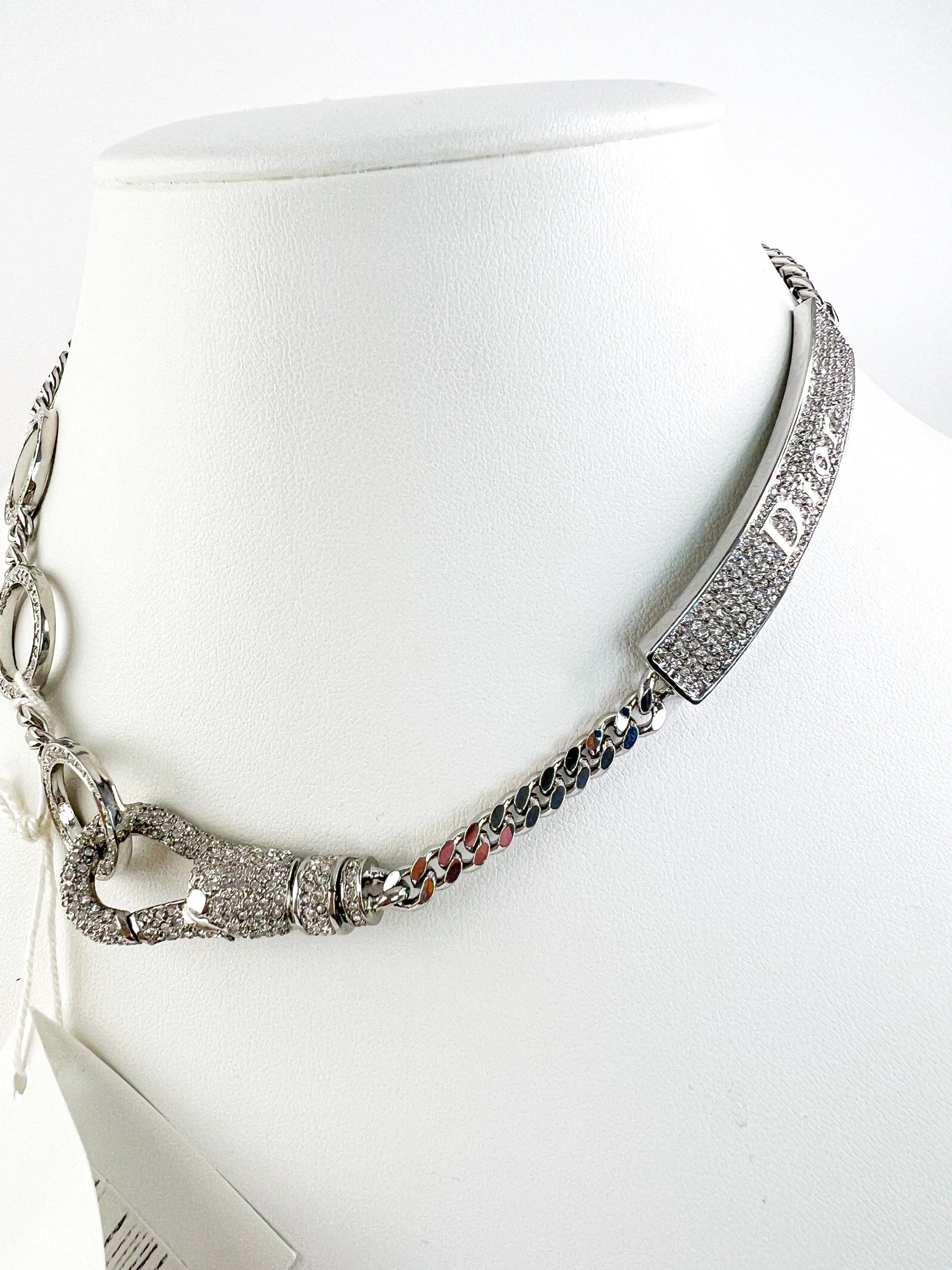 Vintage Christian Dior HARDCORE Necklace, Silver Tone Chain Necklace, Rare JOHN GALLIANO, Vintage Costume Jewelry, Jewelry for women