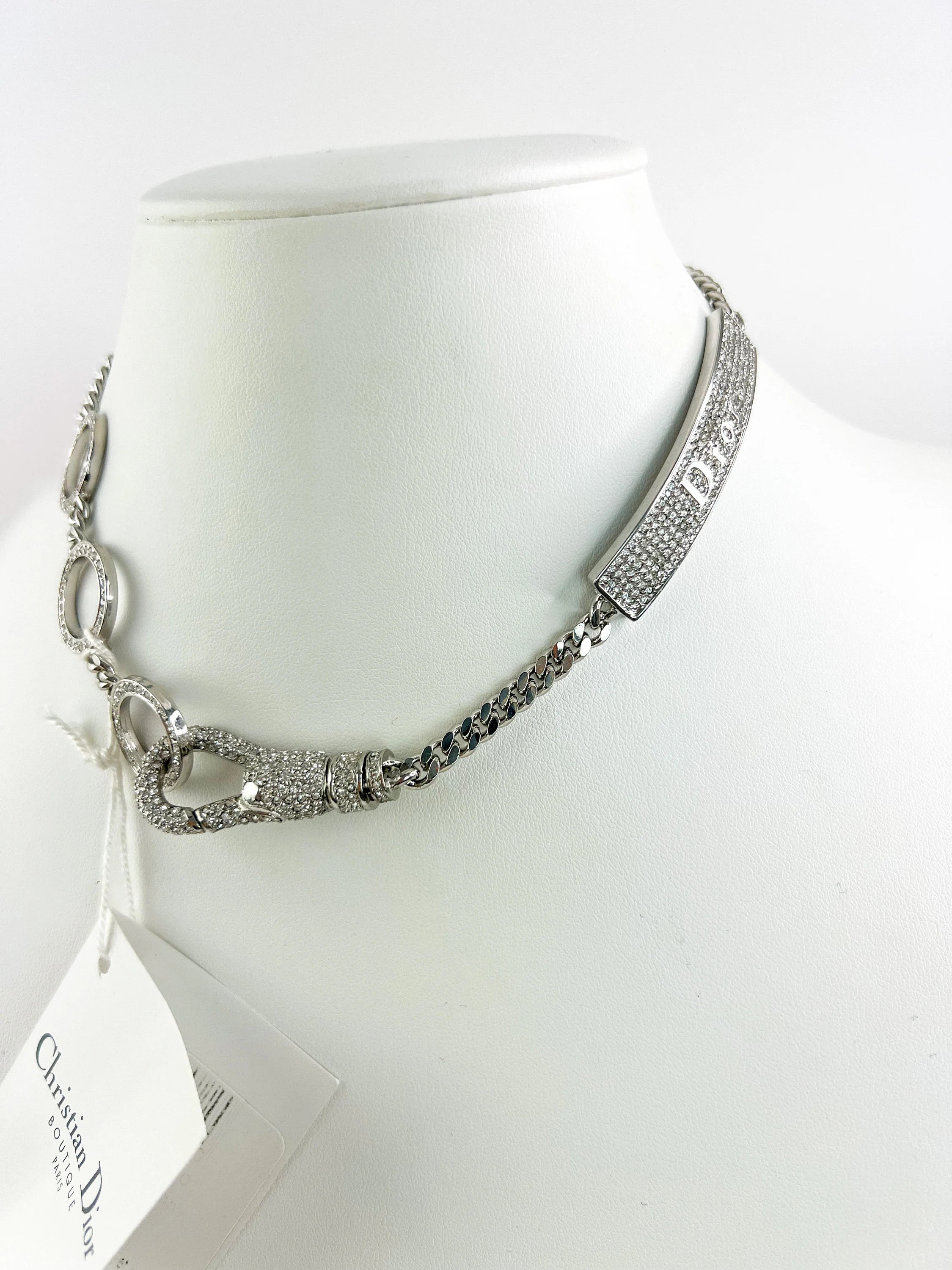 Vintage Christian Dior HARDCORE Necklace, Silver Tone Chain Necklace, Rare JOHN GALLIANO, Vintage Costume Jewelry, Jewelry for women