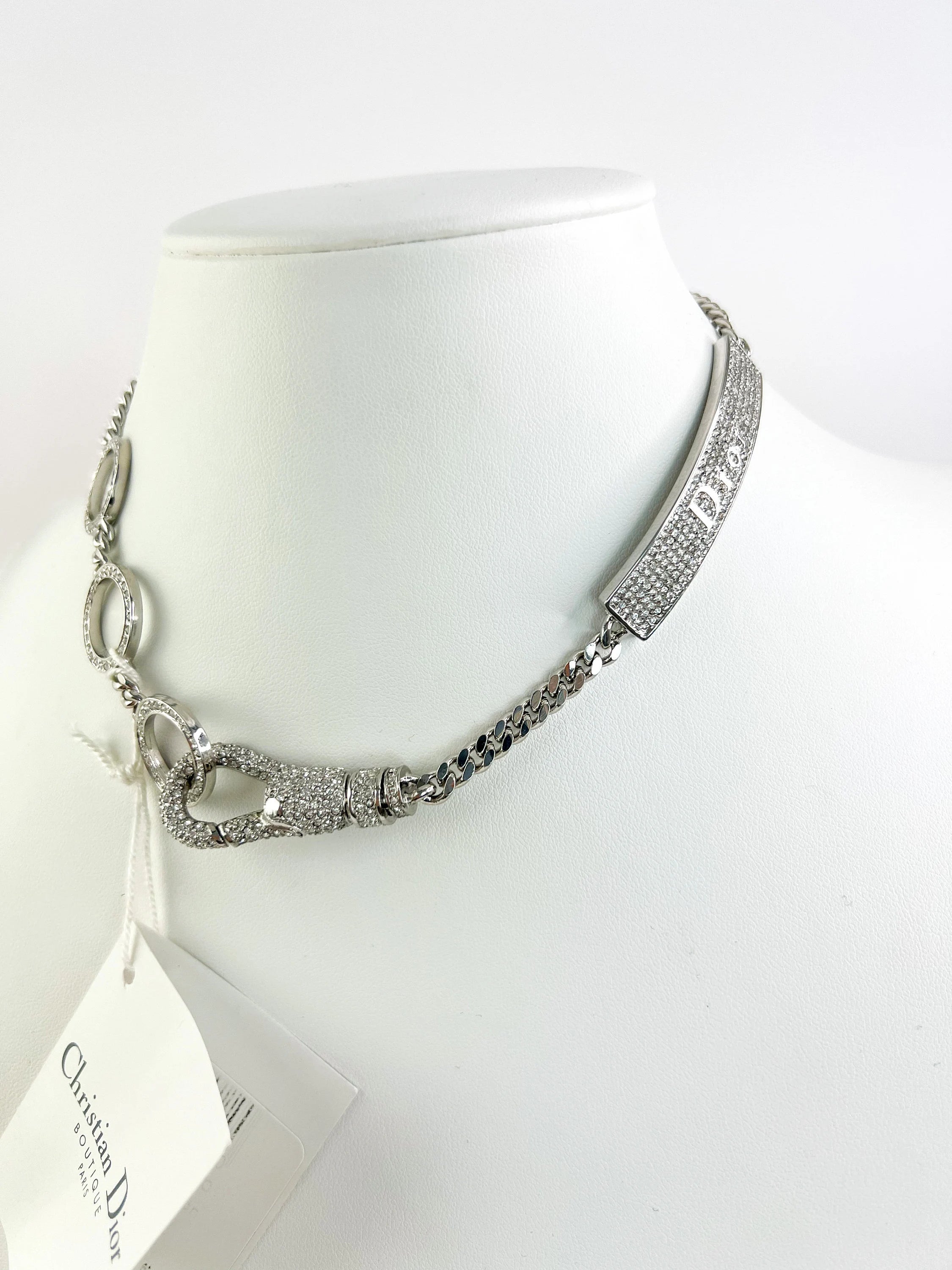 Vintage Christian Dior HARDCORE Necklace, Silver Tone Chain Necklace, Rare JOHN GALLIANO, Vintage Costume Jewelry, Jewelry for women