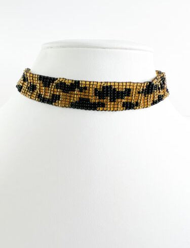 Vintage Christian Dior choker Necklace, Animal Leopard Necklace, Dior Necklace John Galliano, Gold Tone Necklace, Glass beads Necklace