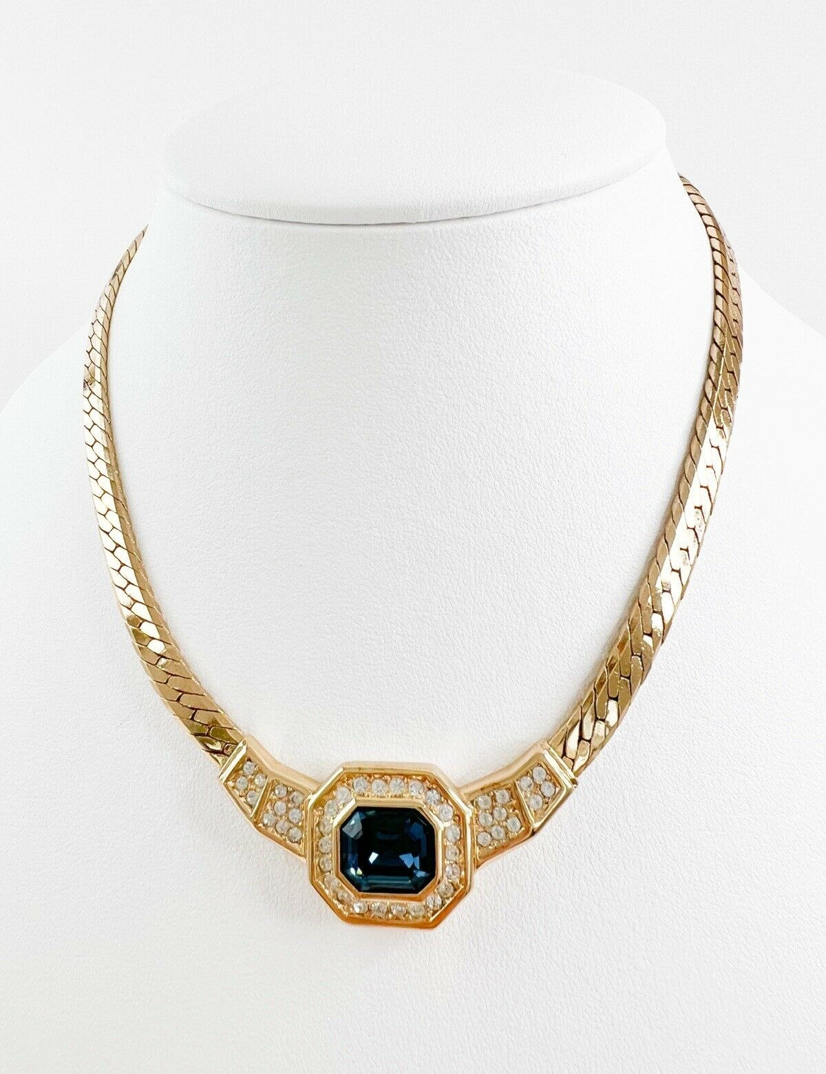Christian Dior Vintage Necklace Gold Rhinestone