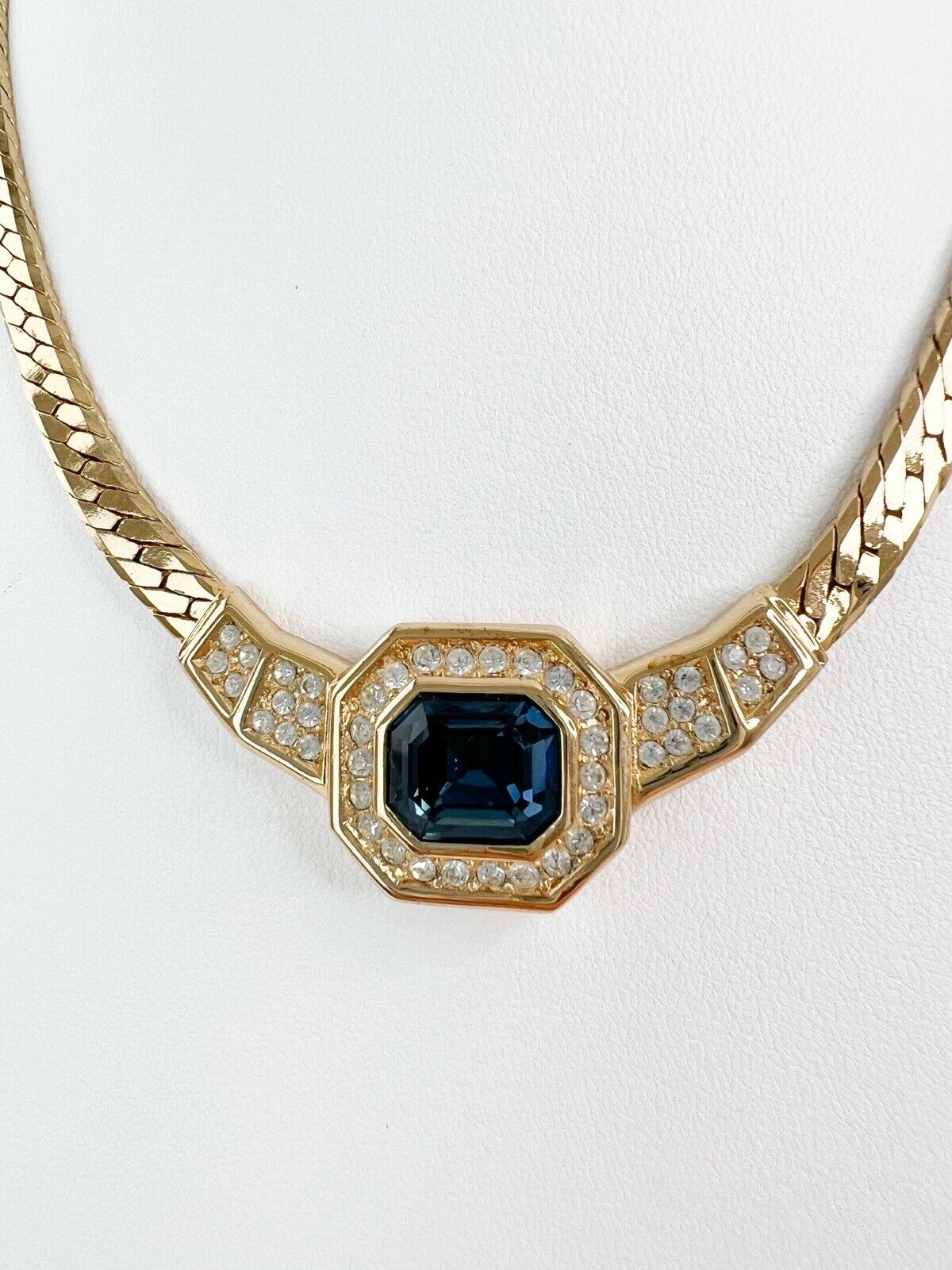 Christian Dior Vintage Necklace Gold Rhinestone
