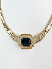 Christian Dior Vintage Necklace Gold Rhinestone