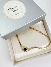 Christian Dior Vintage Necklace Gold Rhinestone