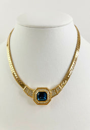 Christian Dior Vintage Necklace Gold Rhinestone