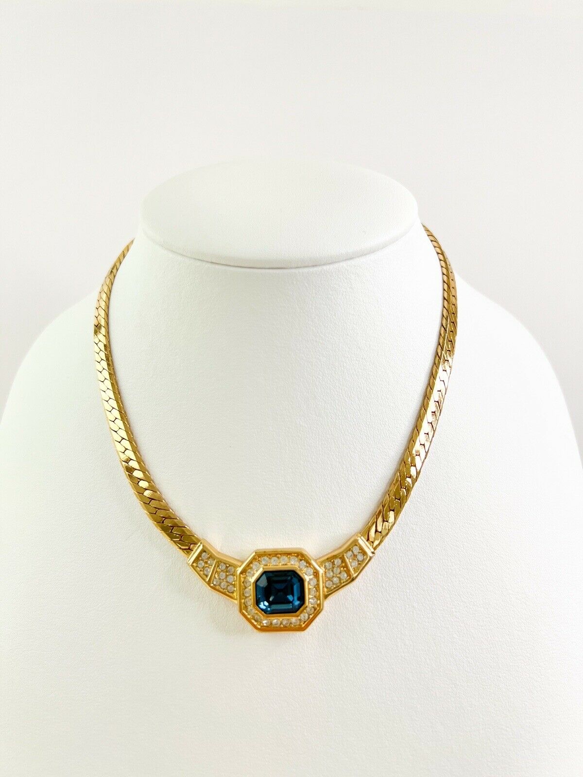 Christian Dior Vintage Necklace Gold Rhinestone