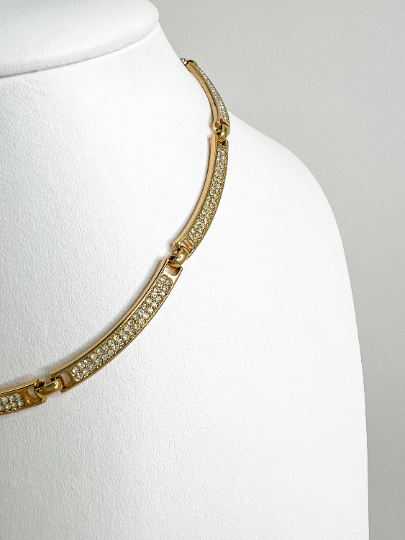 Vintage Christian Dior Necklace, Dior Chain Necklace, Gold Tone Necklace, Choker Necklace, Chunky Necklace, Gift for her, Jewelry for Women