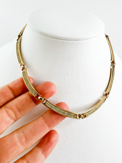 Vintage Christian Dior Necklace, Dior Chain Necklace, Gold Tone Necklace, Choker Necklace, Chunky Necklace, Gift for her, Jewelry for Women