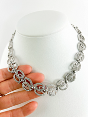 Christian Dior necklace, Dior earrings, Jewelry Sets, CD logo necklace, Vintage Christian Dior choker, Gift for her, Vintage Jewelry Silver