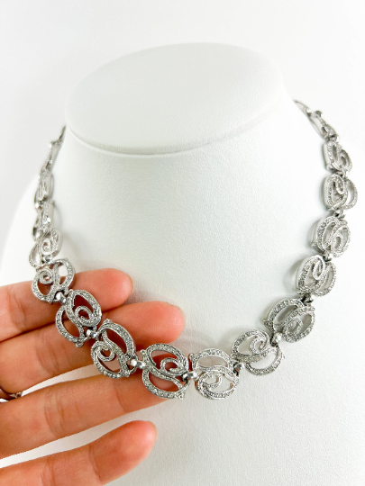 Christian Dior necklace, Dior earrings, Jewelry Sets, CD logo necklace, Vintage Christian Dior choker, Gift for her, Vintage Jewelry Silver