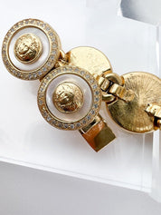  GIANNI VERSACE Vintage Charm Bracelet Medusa Head Gold Pearl 