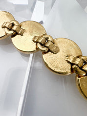  GIANNI VERSACE Vintage Charm Bracelet Medusa Head Gold Pearl 
