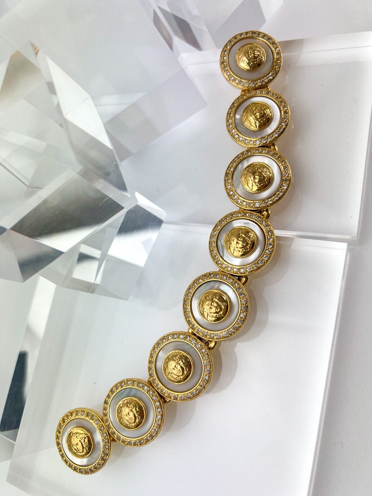 【SOLD OUT】GIANNI VERSACE Vintage Charm Bracelet Medusa Heads Rhinestone