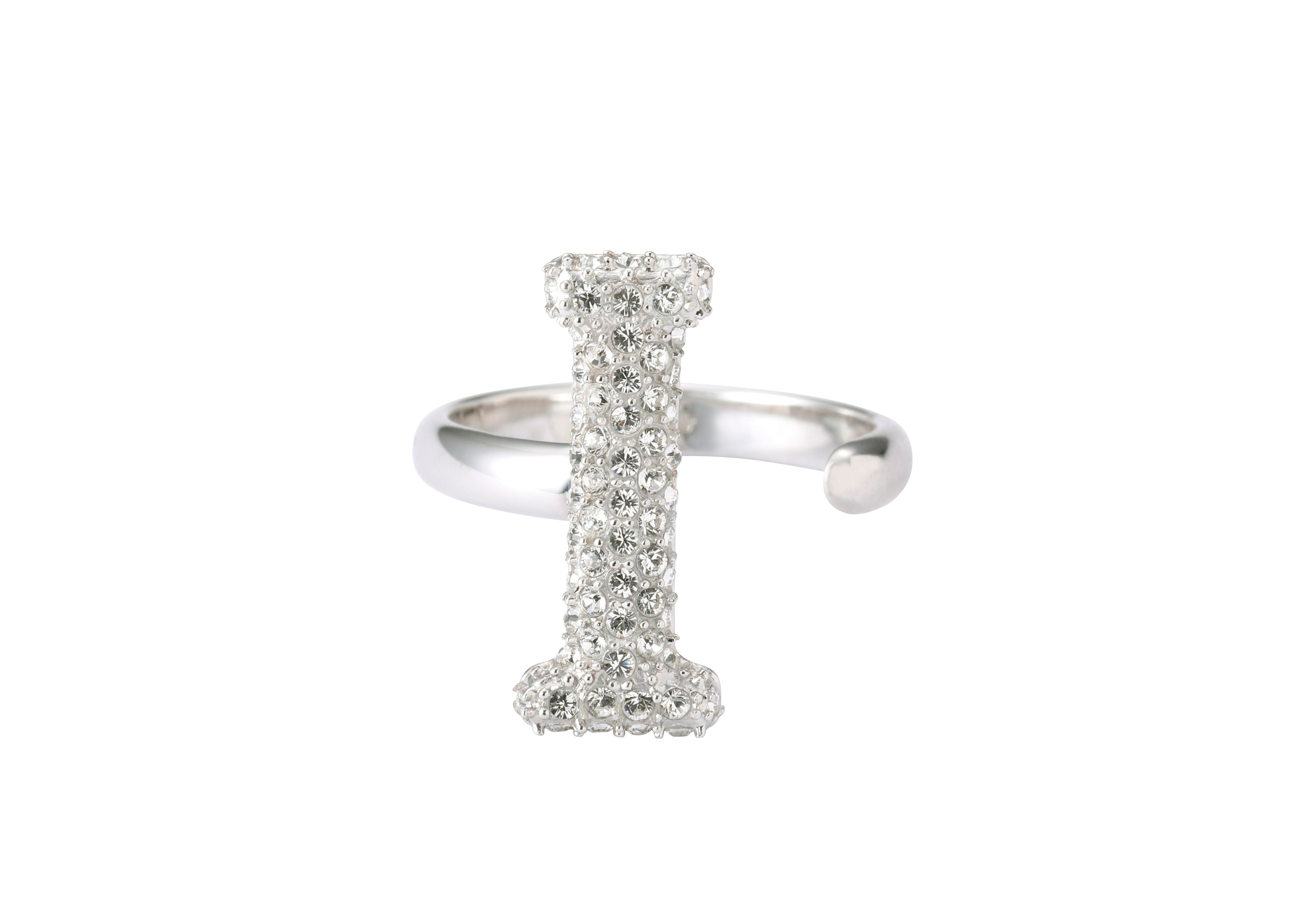 Initial Swarovski  Ring  I - Alphabet ring