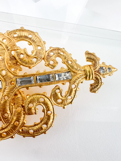 Karl Lagerfeld Vintage Brooch Pin Gold Rare Collector Piece