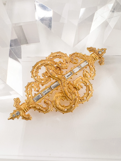 Karl Lagerfeld Vintage Brooch Pin Gold Rare Collector Piece
