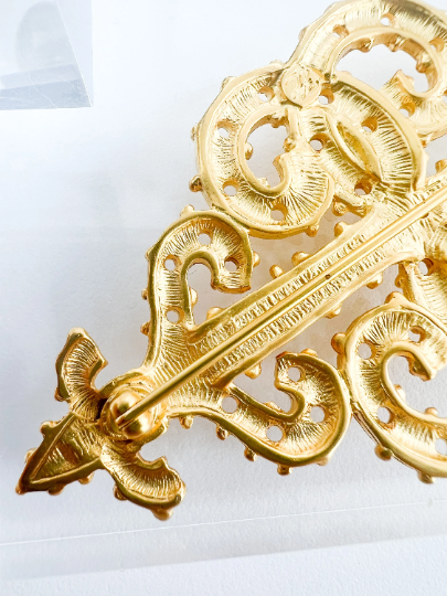 Karl Lagerfeld Vintage Brooch Pin Gold Rare Collector Piece