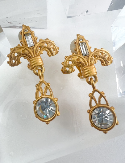 Karl Lagerfeld Vintage Logo Dangle Earrings Women Jewelry Gold