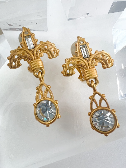 Karl Lagerfeld Vintage Logo Dangle Earrings Women Jewelry Gold
