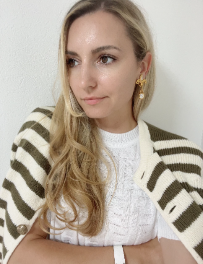 Karl Lagerfeld Vintage Logo Dangle Earrings Women Jewelry Gold