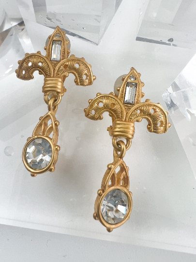 Karl Lagerfeld Vintage Logo Dangle Earrings Women Jewelry Gold