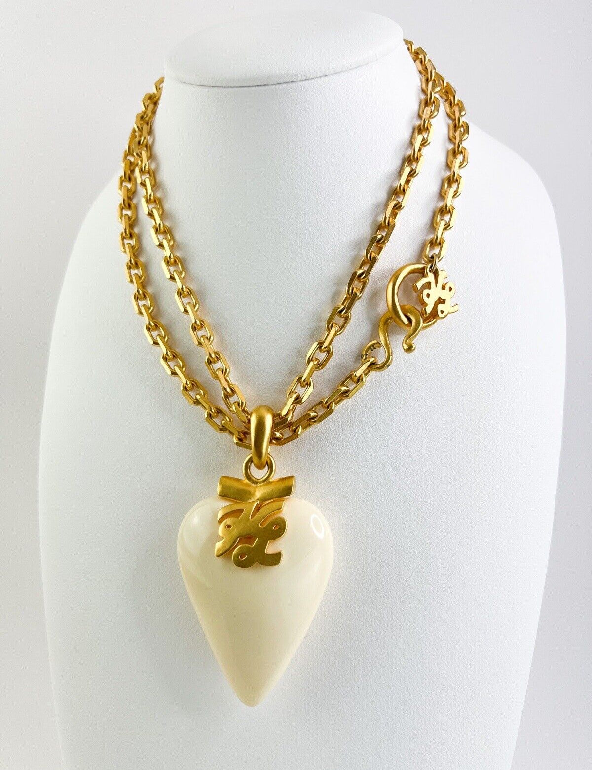 Karl Lagerfeld Vintage Pendant Necklace Heart Logo Gold