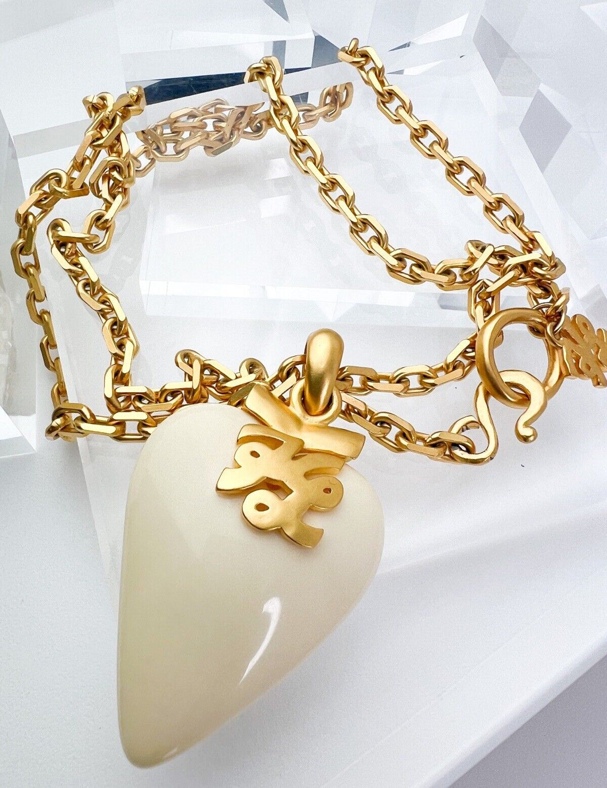 Karl Lagerfeld Vintage Pendant Necklace Heart Logo Gold