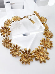 KENZO Vintage Charm Necklace Floral Gold Choker