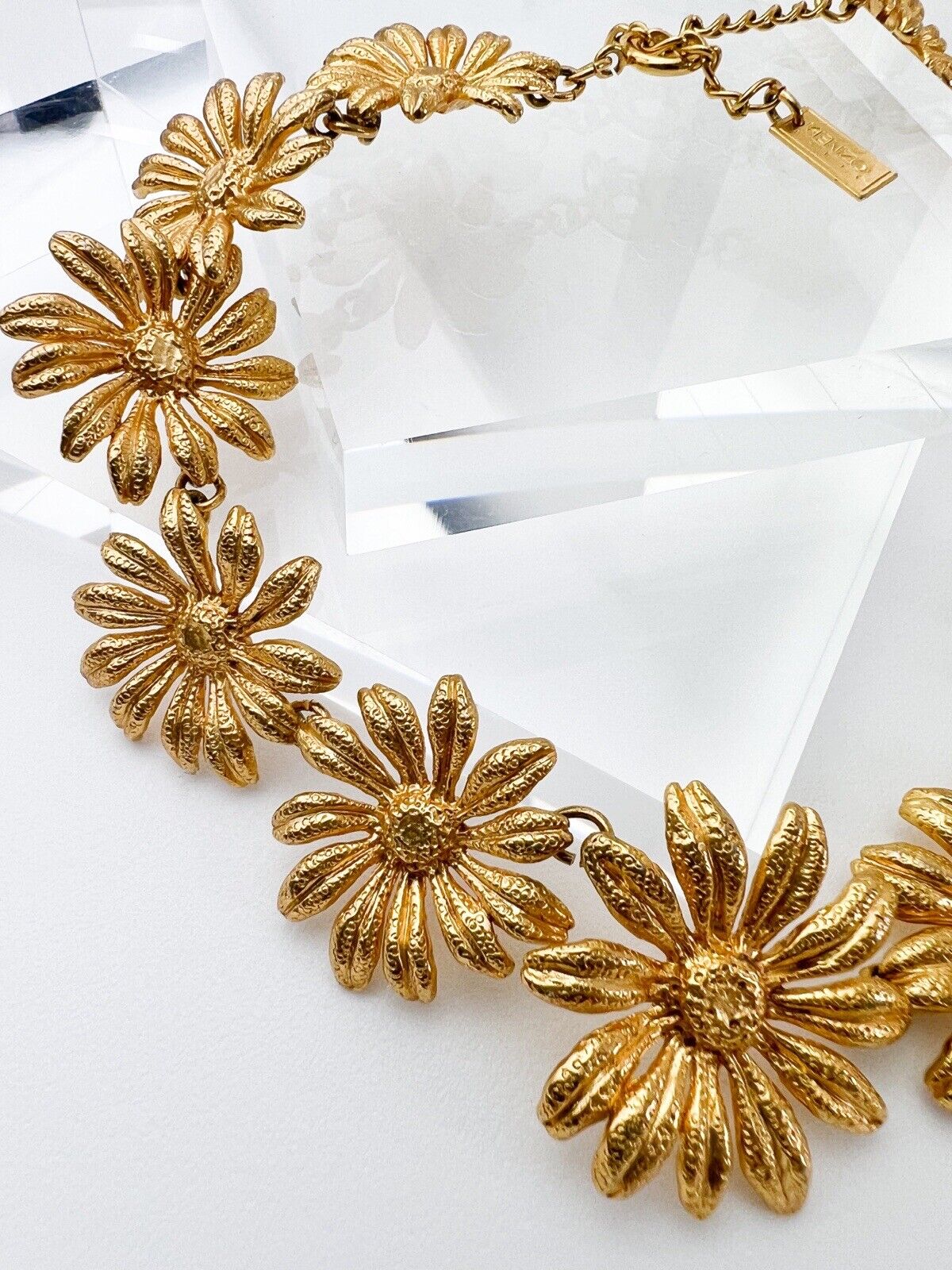 KENZO Vintage Charm Necklace Floral Gold Choker