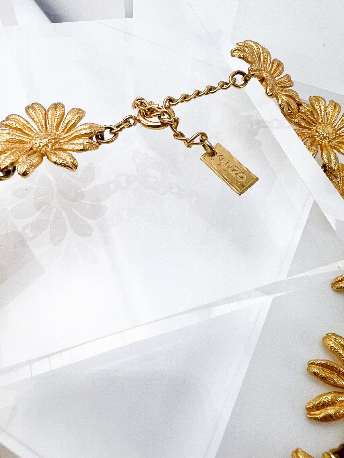 KENZO Vintage Charm Necklace Floral Gold Choker