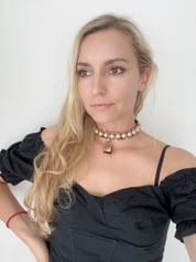 LOUIS VUITTON Vintage Choker Necklace Pearl