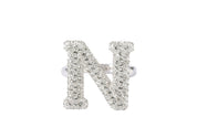 Initial Swarovski  Ring  N - Alphabet ring