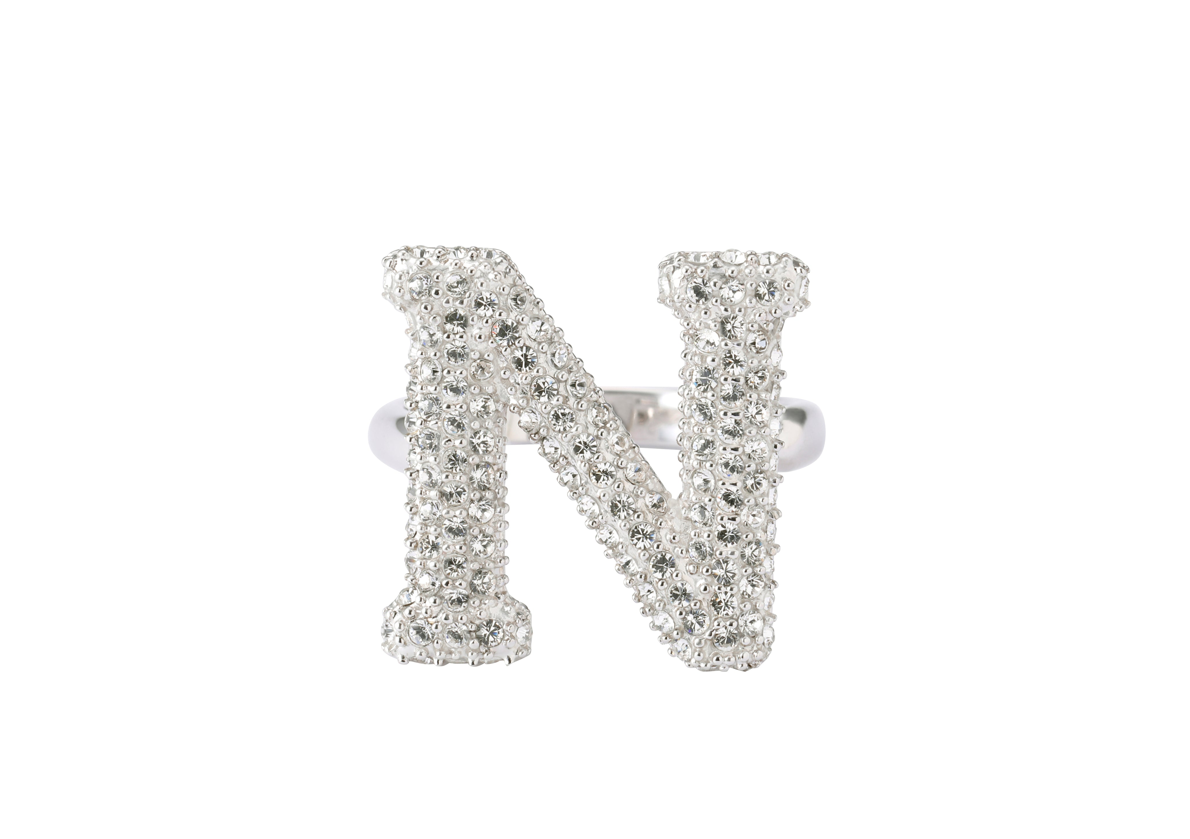 Initial Swarovski  Ring  N - Alphabet ring