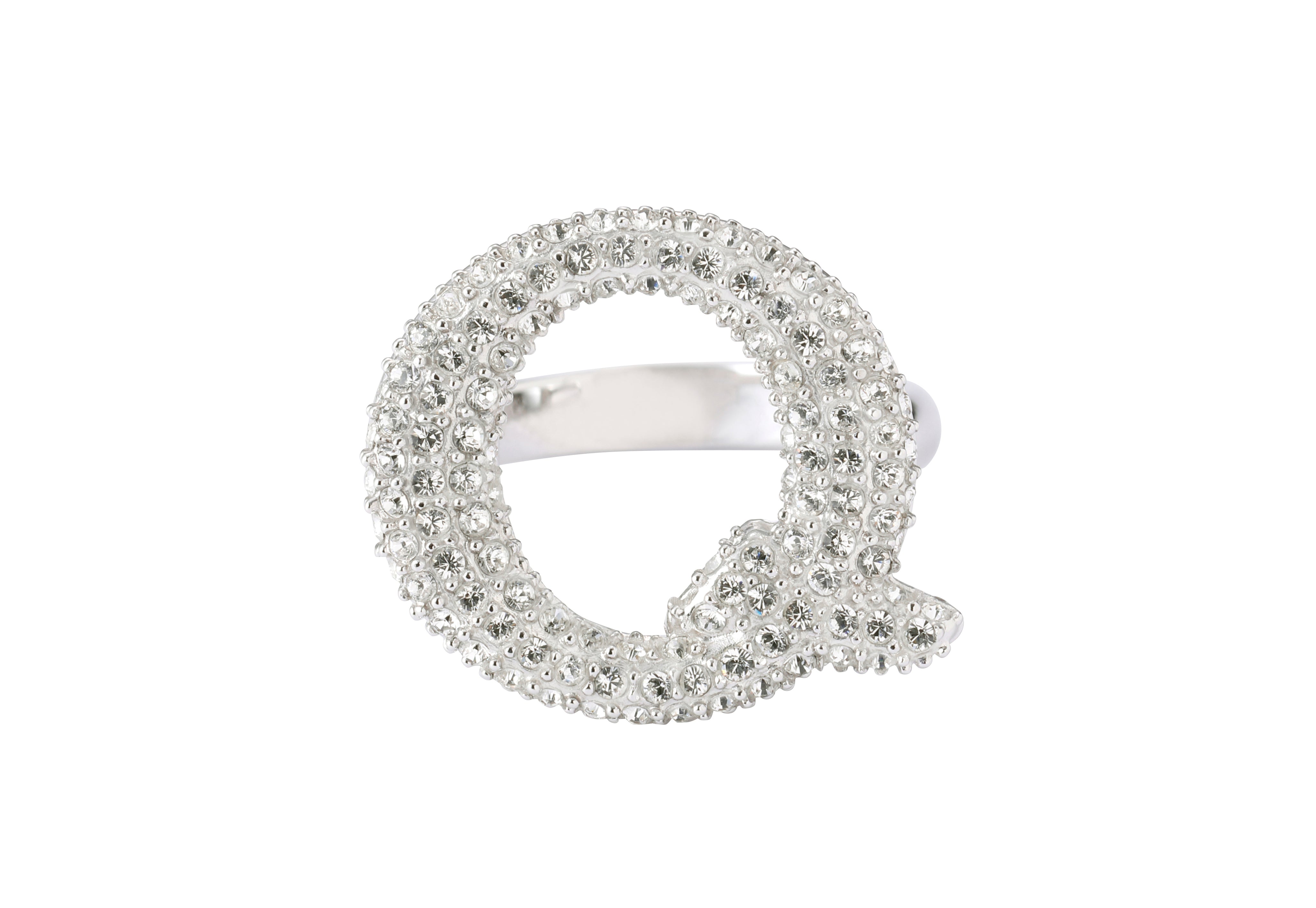 Initial Swarovski Q Ring - Alphabet ring