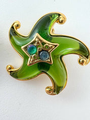 TRIFARI Vintage Earrings Star Green