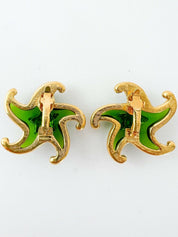 TRIFARI Vintage Earrings Star Green