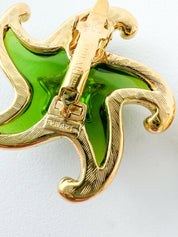 TRIFARI Vintage Earrings Star Green