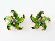 TRIFARI Vintage Earrings Star Green