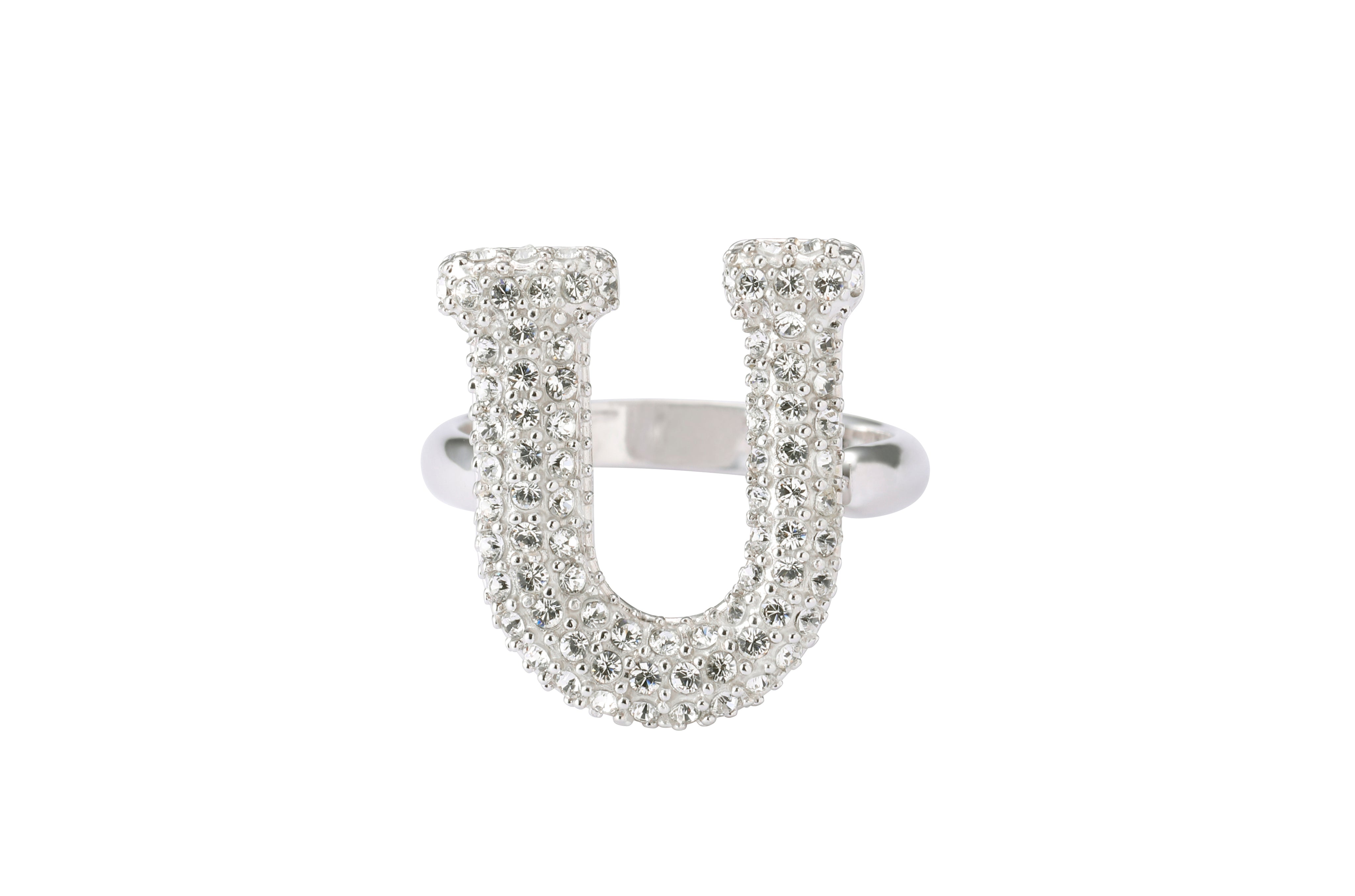 Initial Swarovski  Ring  U - Alphabet ring