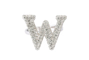 Initial Swarovski  Ring  W - Alphabet ring