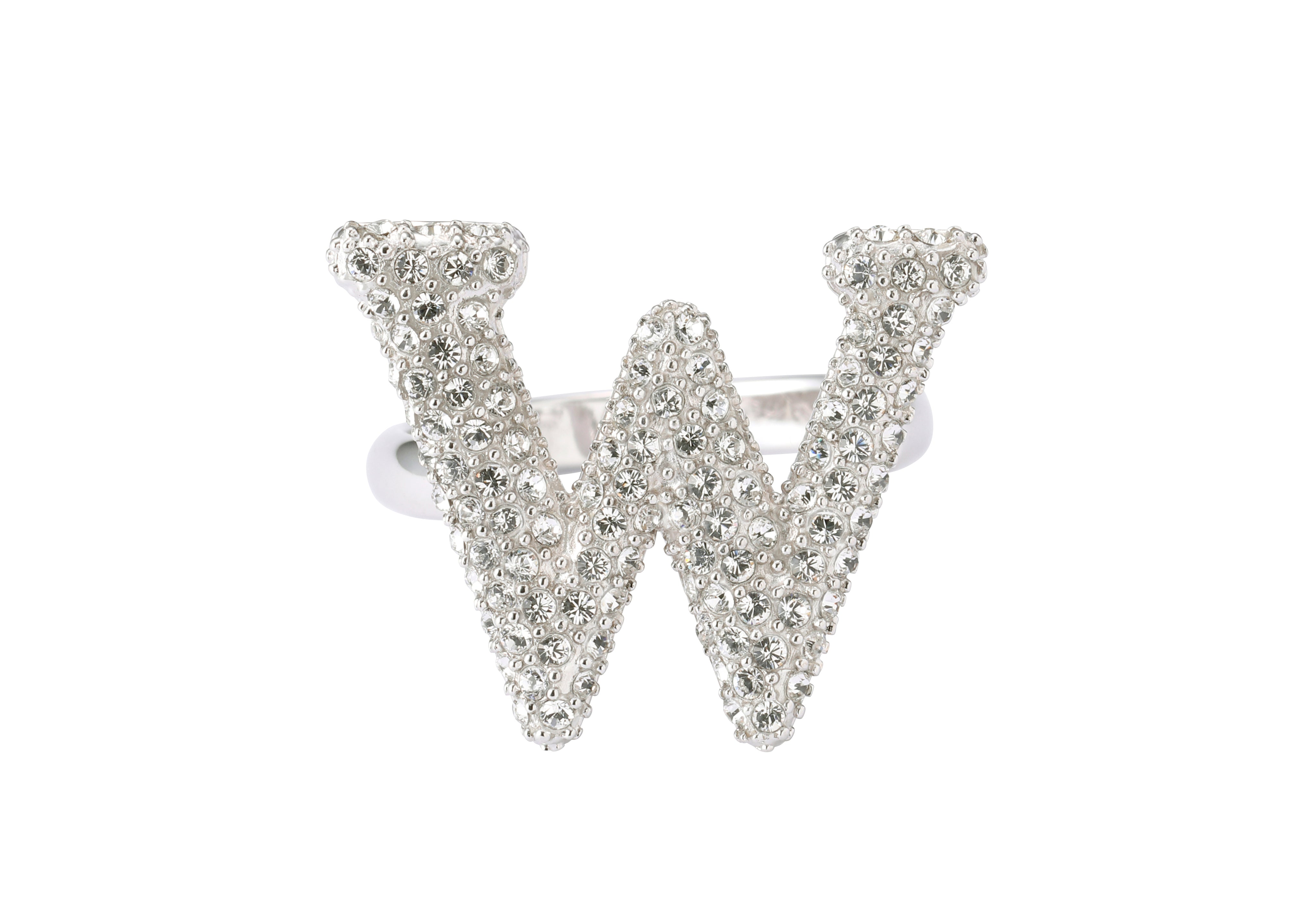 Initial Swarovski  Ring  W - Alphabet ring