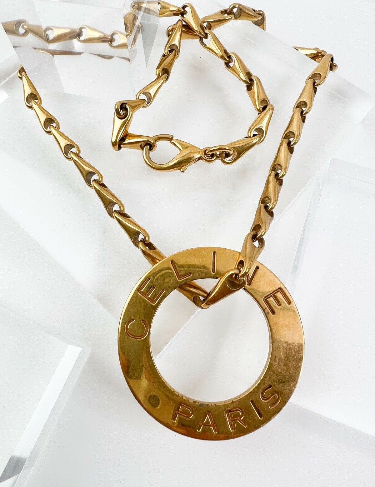 Celine Paris Vintage Necklace Gold Pendant