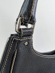 Chanel Vintage Leather Shoulder Bag Black Made in Italy