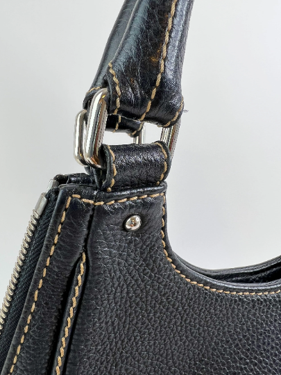 Chanel Vintage Leather Shoulder Bag Black Made in Italy