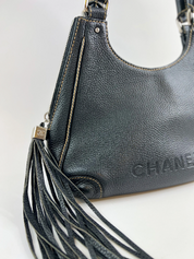 Chanel Vintage Leather Shoulder Bag Black Made in Italy