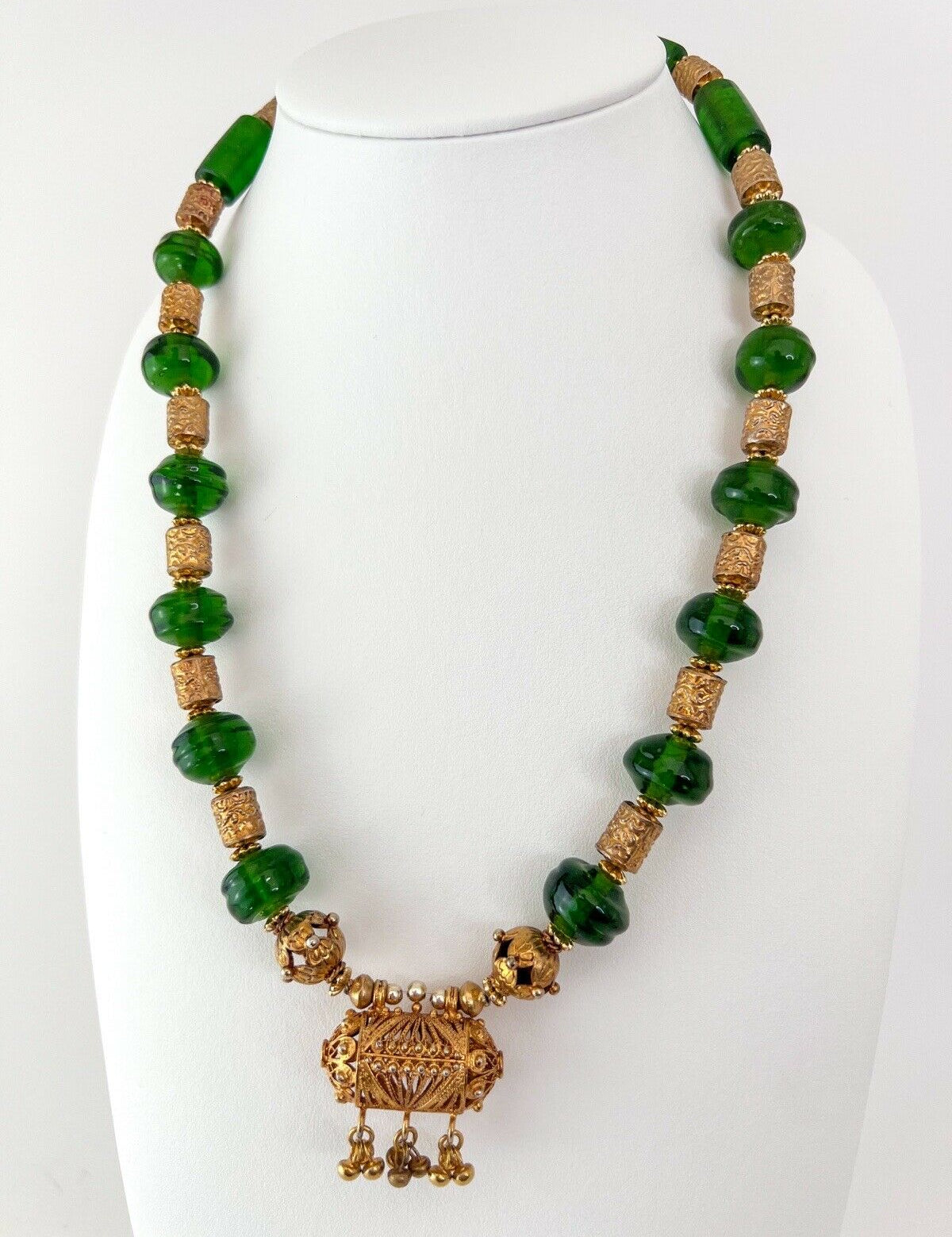 Vintage Beaded Necklace poured glass